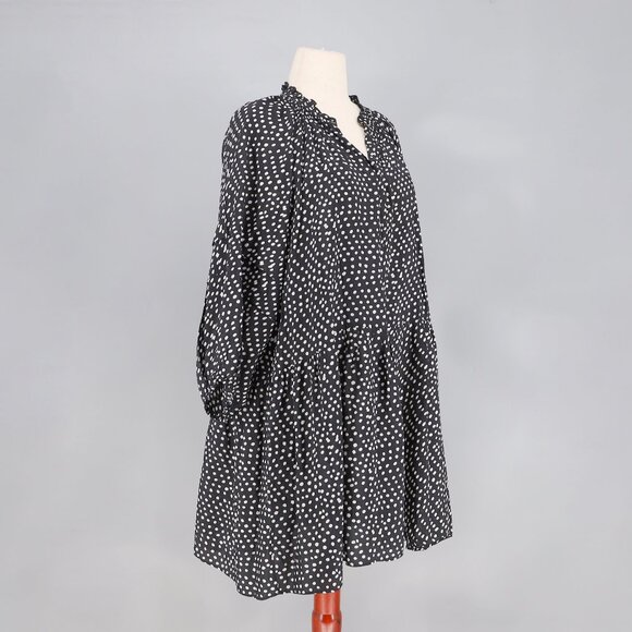 APIECE APART Laguna Mini Dress Polka Dot Black/White Lightweight Size L - Picture 3 of 10